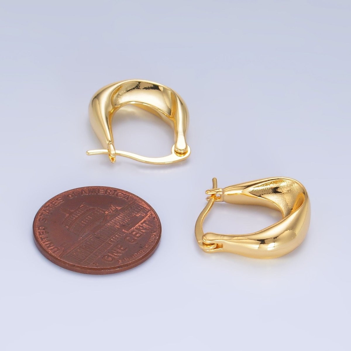 24K Gold Filled Minimalist Molten U-Shaped Latch Hoop Earrings | AB603