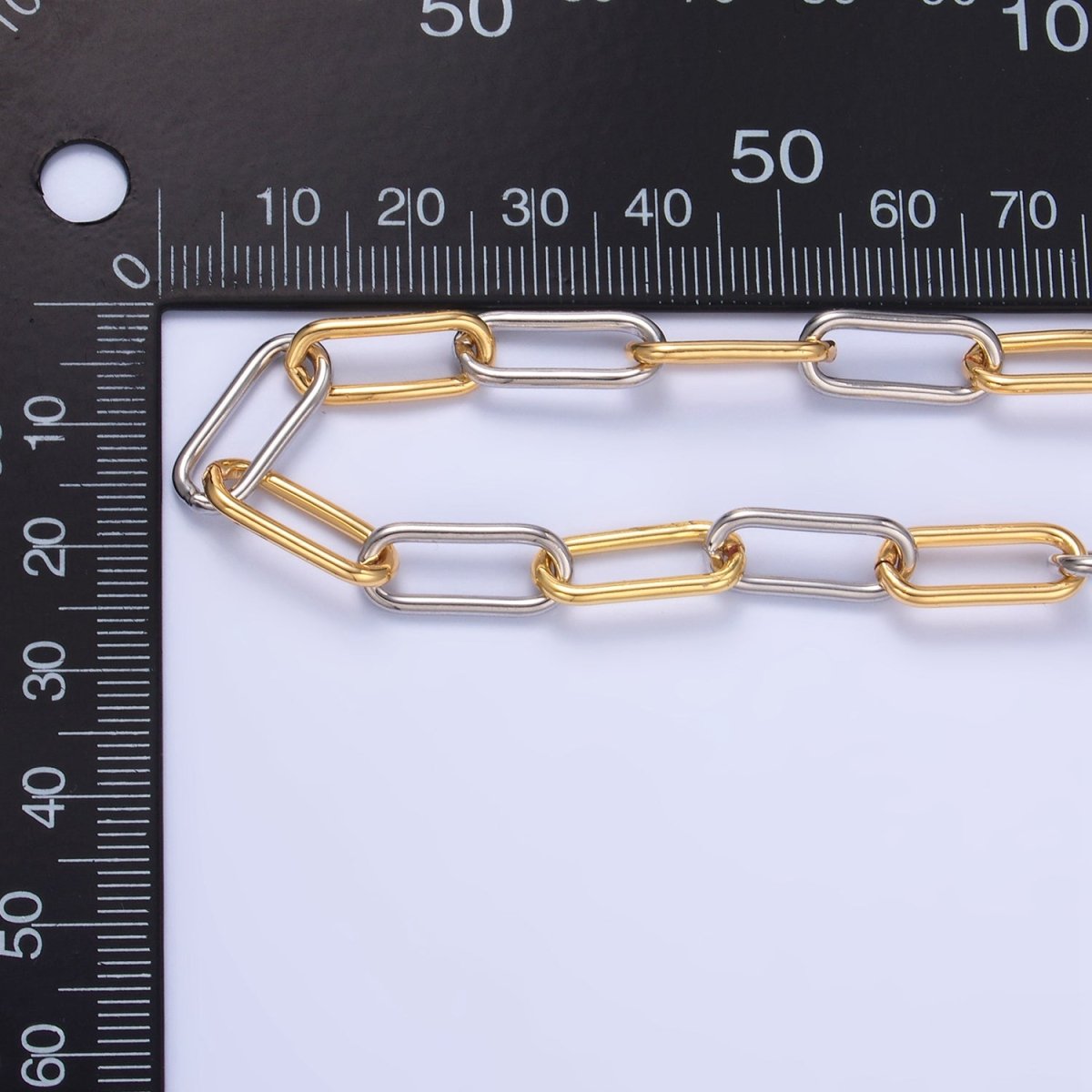24K Gold Filled Mixed Metal Paperclip Unfinished Chain by Yard | Roll-1530