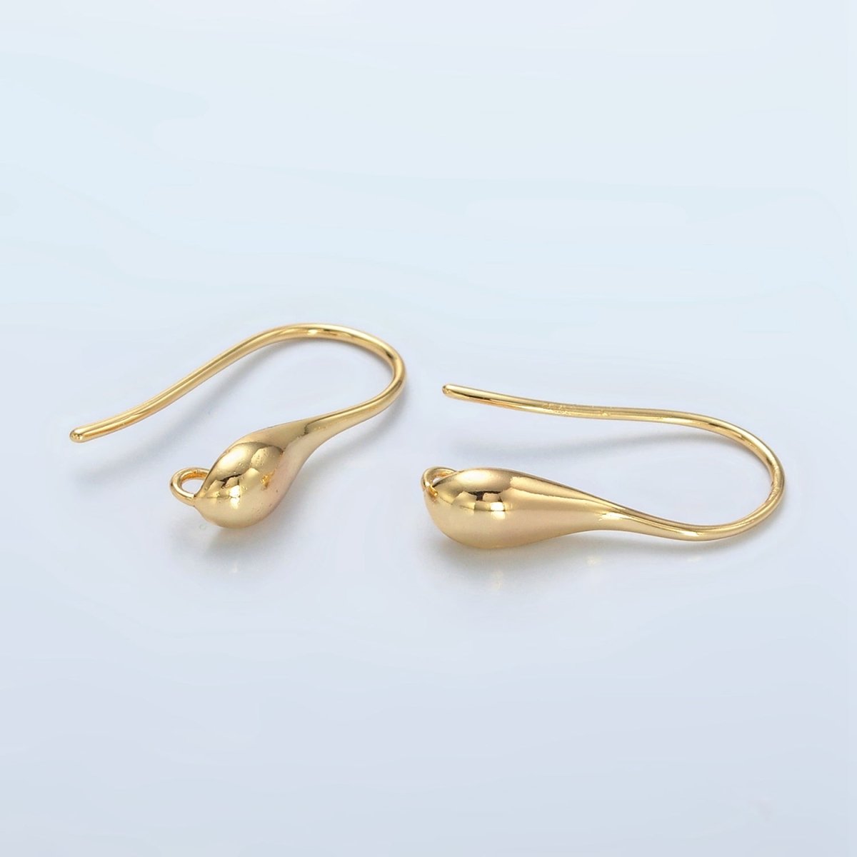 24K Gold Filled Molten Minimalist Teardrop French Hook Open Loop Drop Earrings Findings | Z1004