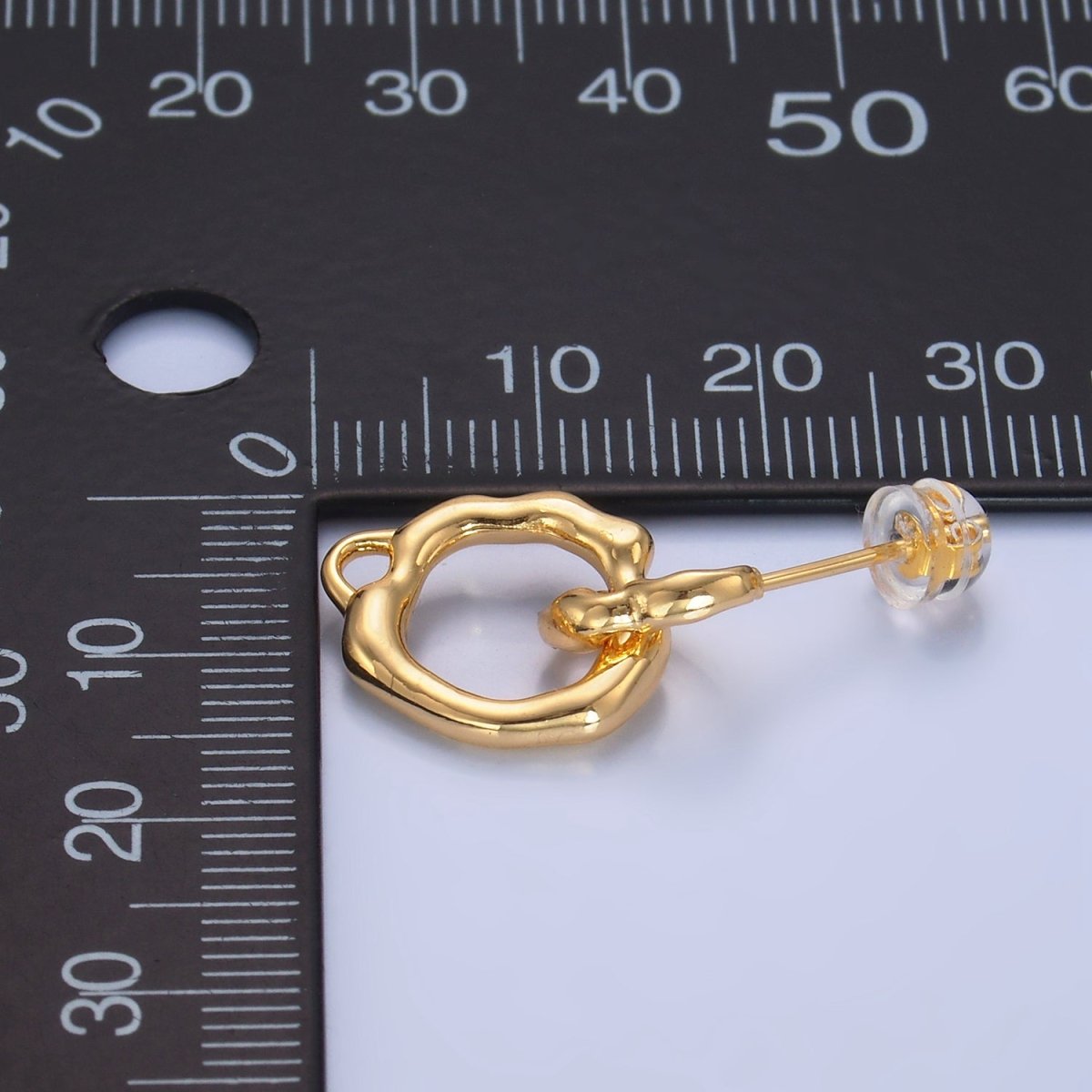24K Gold Filled Molten Open Round Drop Stud Earrings Findings | Z1003