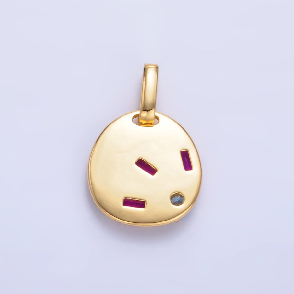24K Gold Filled Multicolor CZ Baguette Geometric Pendant | AA1083