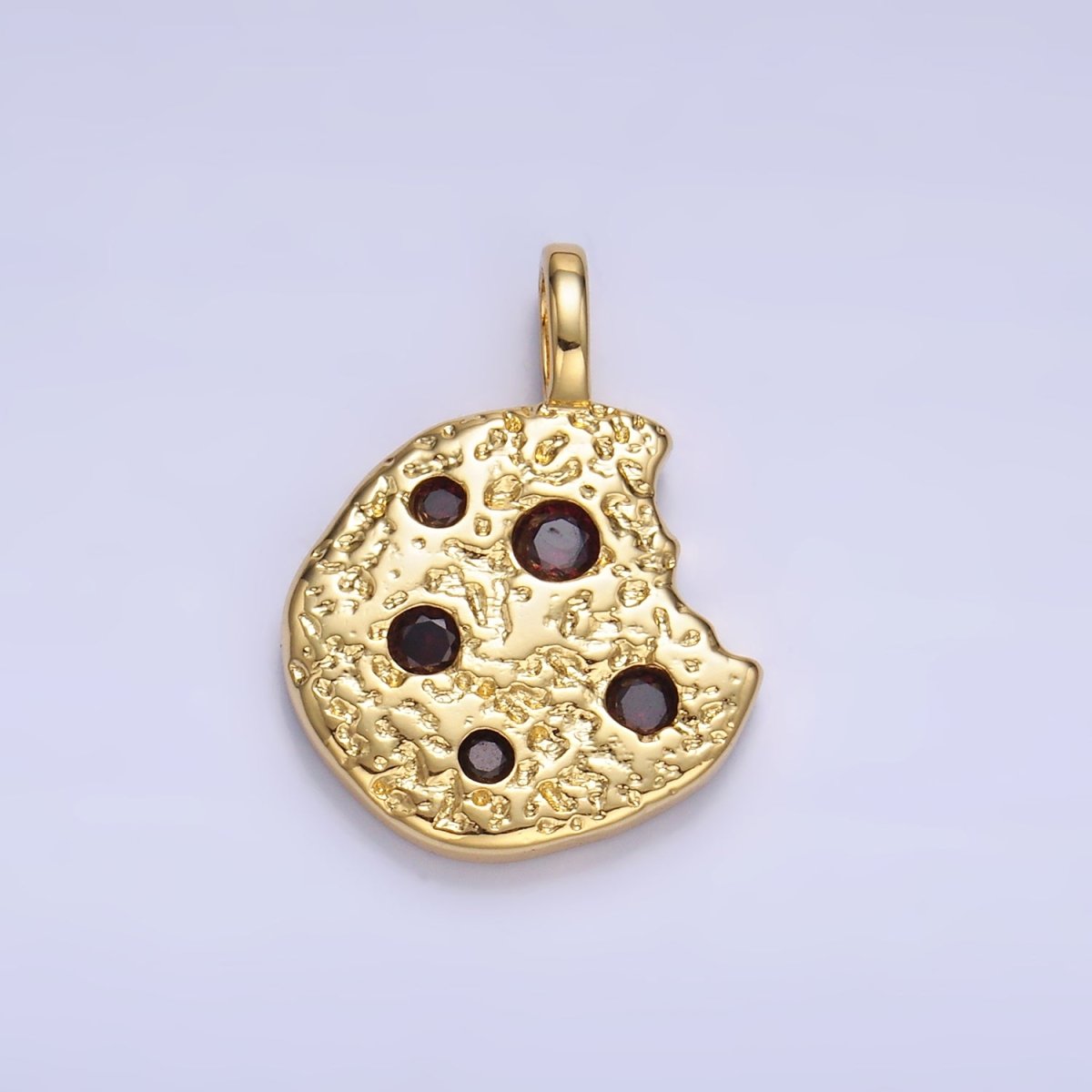 24K Gold Filled Multicolor CZ Bitten Cookie Food Pendant in Gold & Silver | AA1427