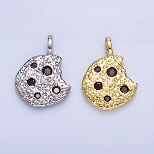 24K Gold Filled Multicolor CZ Bitten Cookie Food Pendant in Gold & Silver | AA1427
