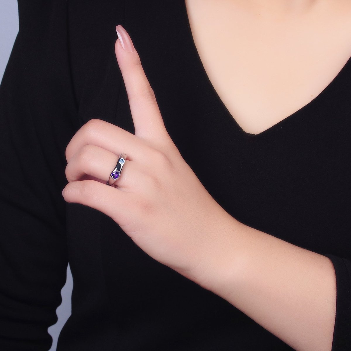 24K Gold Filled Multicolor Geometric CZ Molten Ring in Gold & Silver | O757 O758