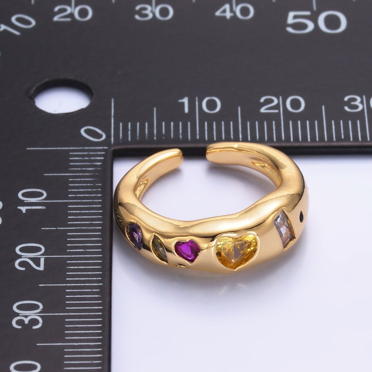 24K Gold Filled Multicolor Geometric CZ Ring in Gold & Silver | O740 O743