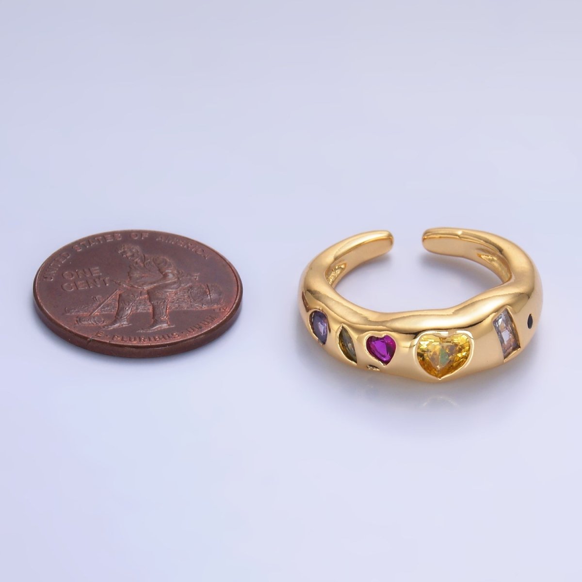 24K Gold Filled Multicolor Geometric CZ Ring in Gold & Silver | O740 O743