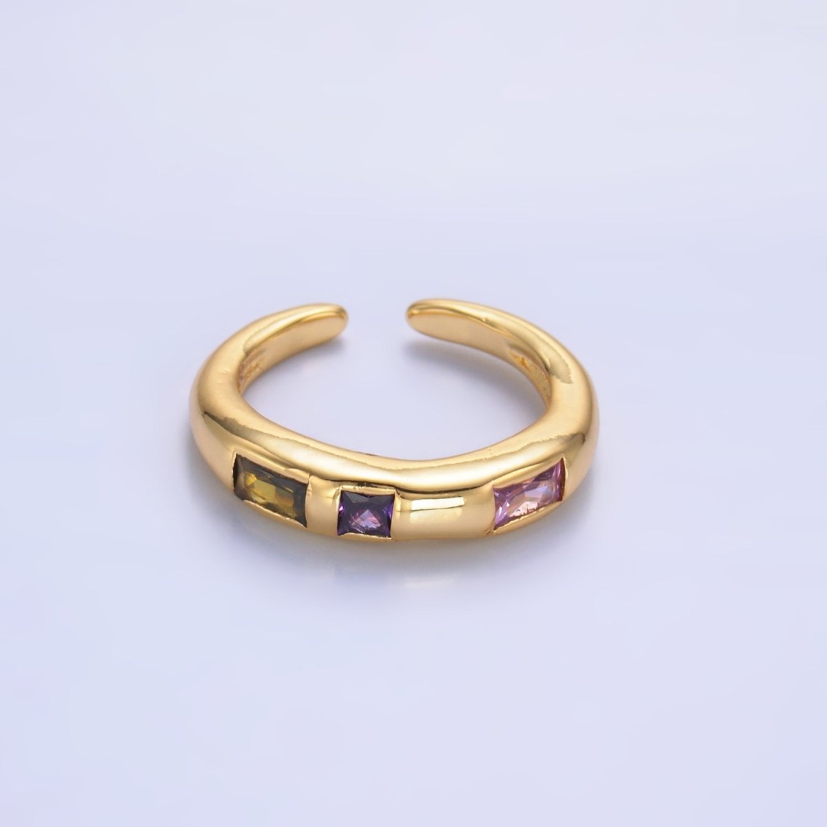 24K Gold Filled Multicolor Linear CZ Ring in Gold & Silver | O750 O742