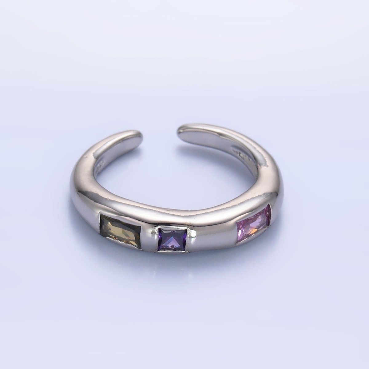 24K Gold Filled Multicolor Linear CZ Ring in Gold & Silver | O750 O742