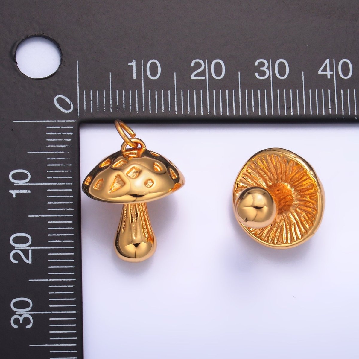24K Gold Filled Multidimensional 3D Mushroom Charm | W260