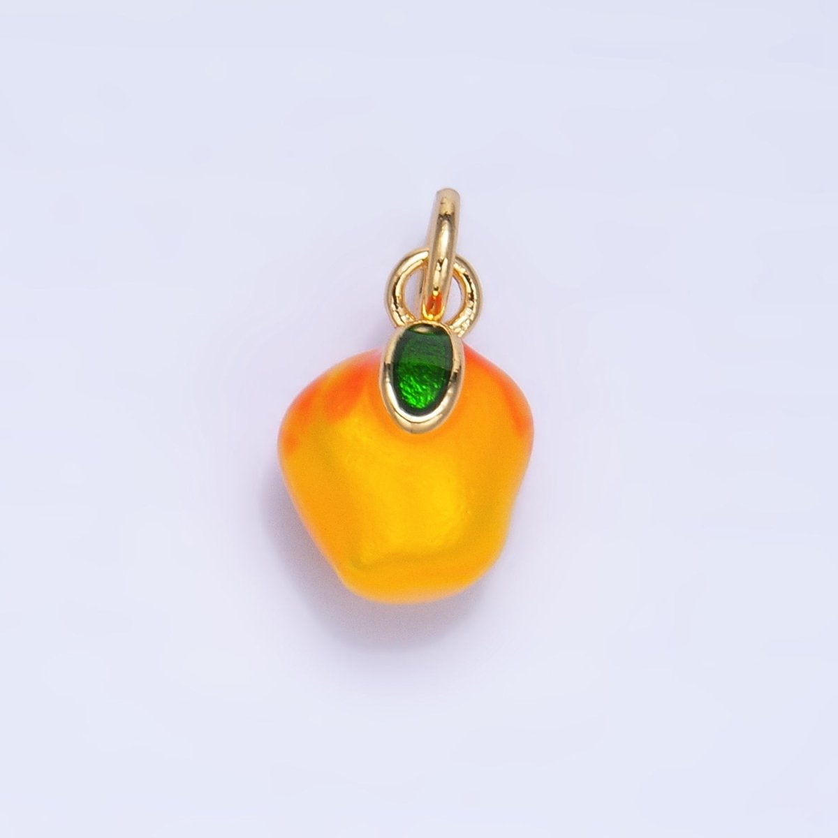 24K Gold Filled Orange Tangerine Fruit Enamel Mini Multidimensional Charm | W061