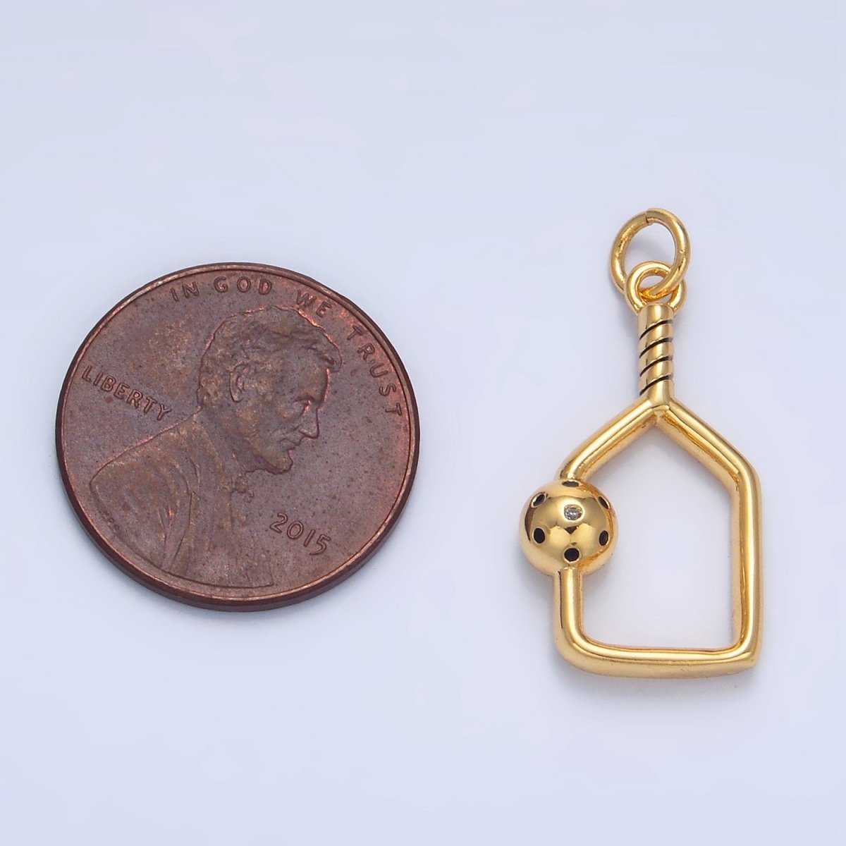 24K Gold Filled Picket Ball Racket Open Sports Charm | X911
