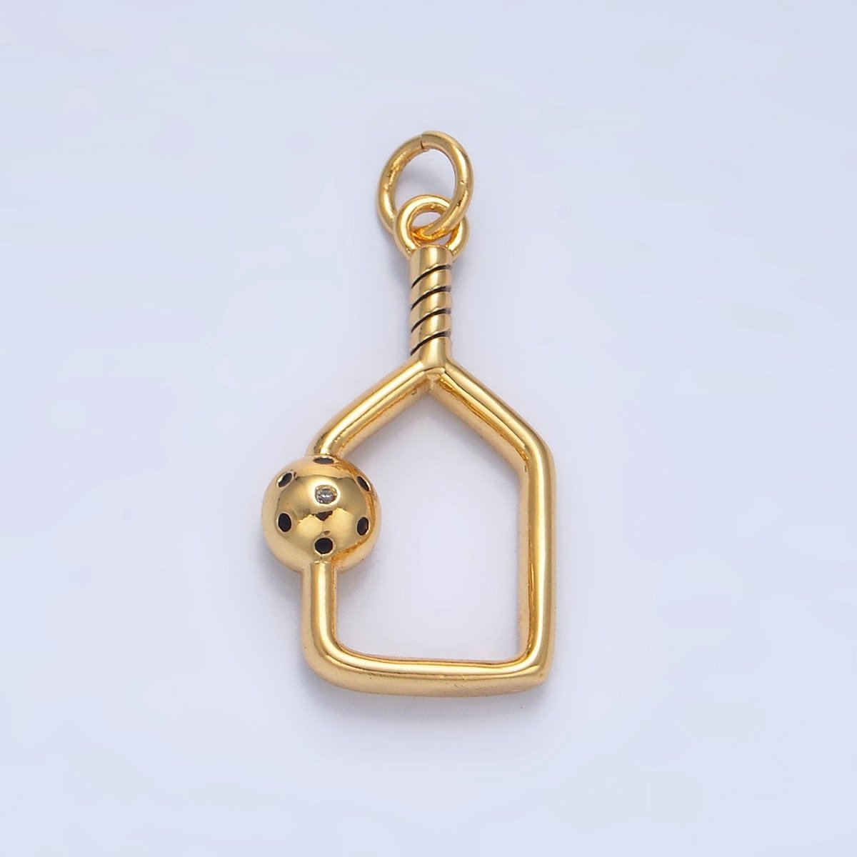 24K Gold Filled Picket Ball Racket Open Sports Charm | X911