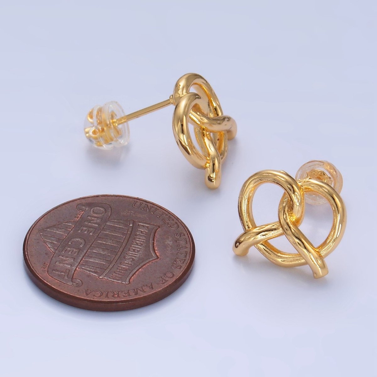 24K Gold Filled Pretzel Pastry Minimalist Stud Earrings | V493
