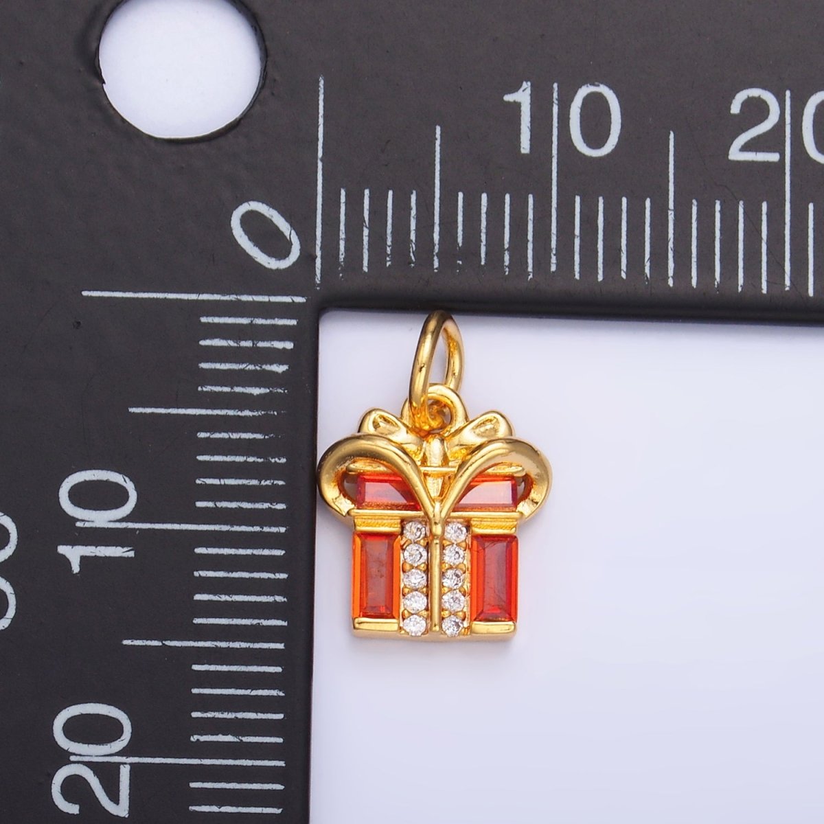 24K Gold Filled Red Baguette CZ Present Gift Charm | M178