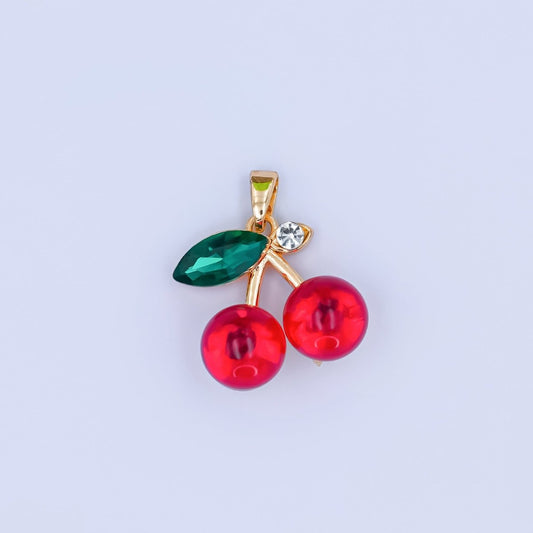 24K Gold Filled Red CZ Cherry Fruit Pendant | AA1455