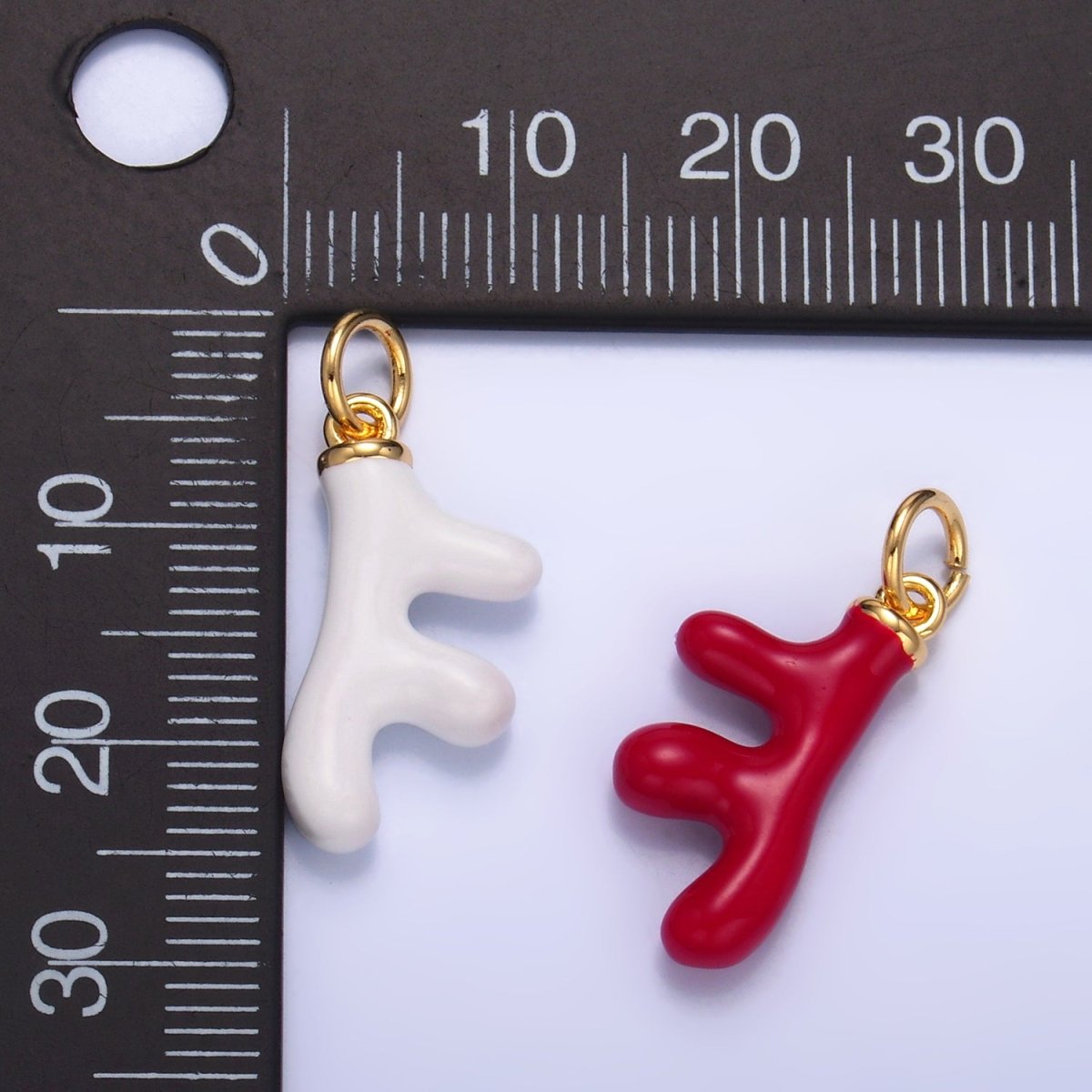 24K Gold Filled Red, White, Blue Enamel Coral Reef Sea Charm | W324 W440