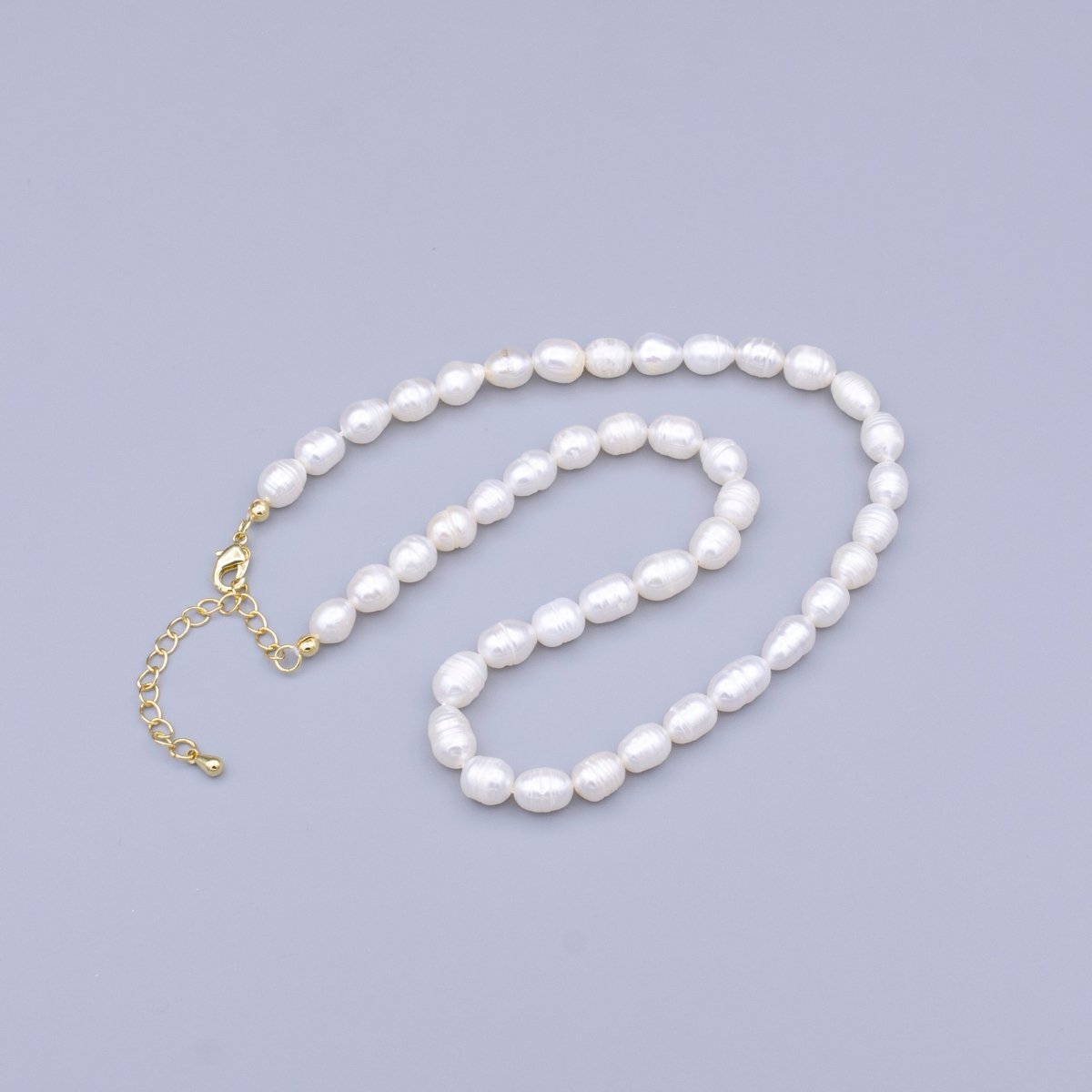 24K Gold Filled Ringed Freshwater Pearl 14 Inch Choker Necklace | WA-2913
