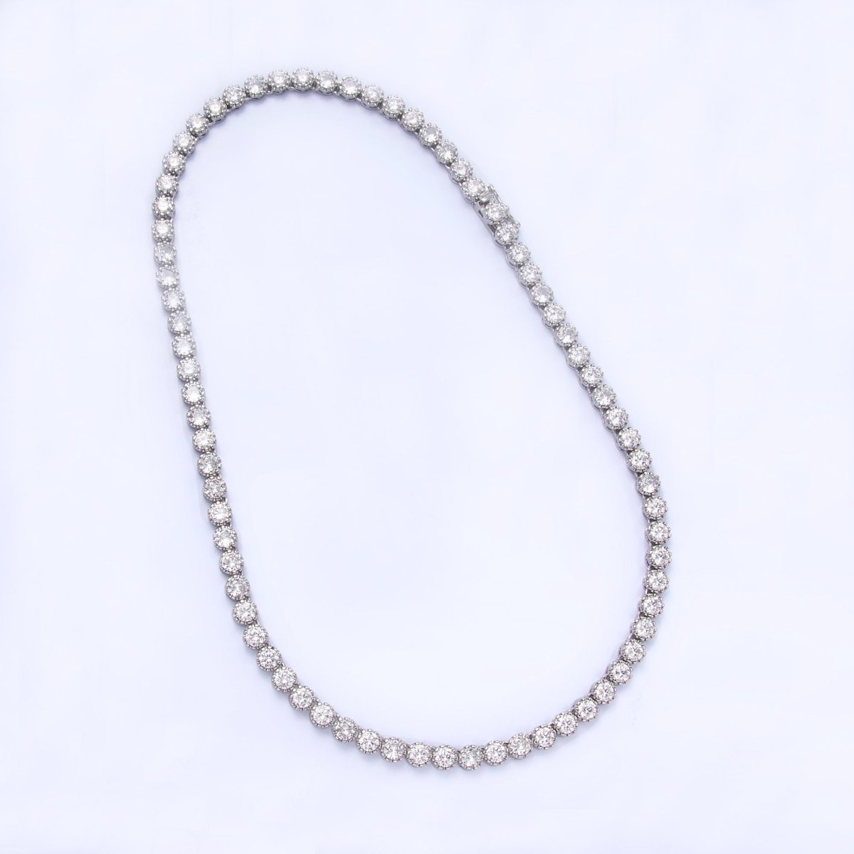 24K Gold Filled Round CZ Encapsulate Tennis Chain 16 Inch Necklace in Gold & Silver | WA-3025 WA-3026