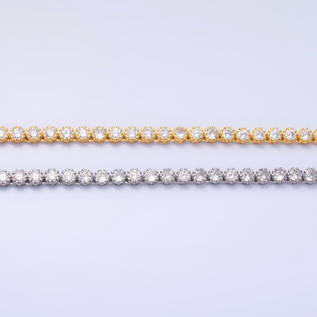 24K Gold Filled Round CZ Encapsulate Tennis Chain 16 Inch Necklace in Gold & Silver | WA-3025 WA-3026