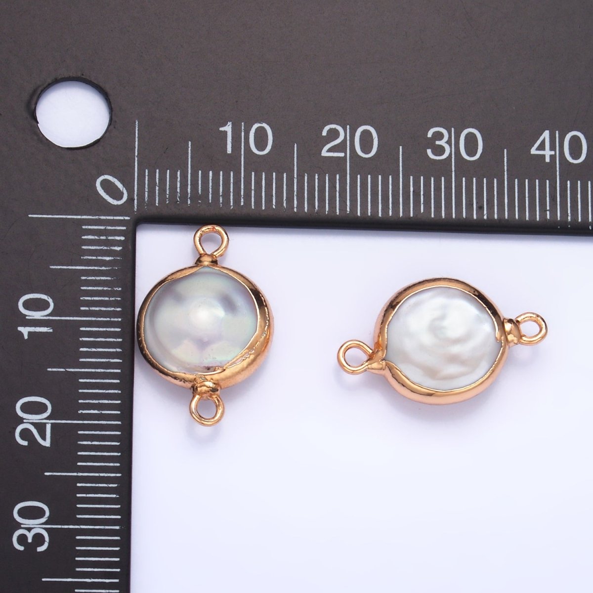 24K Gold Filled Round Freshwater Pearl Foil Connector | P1938