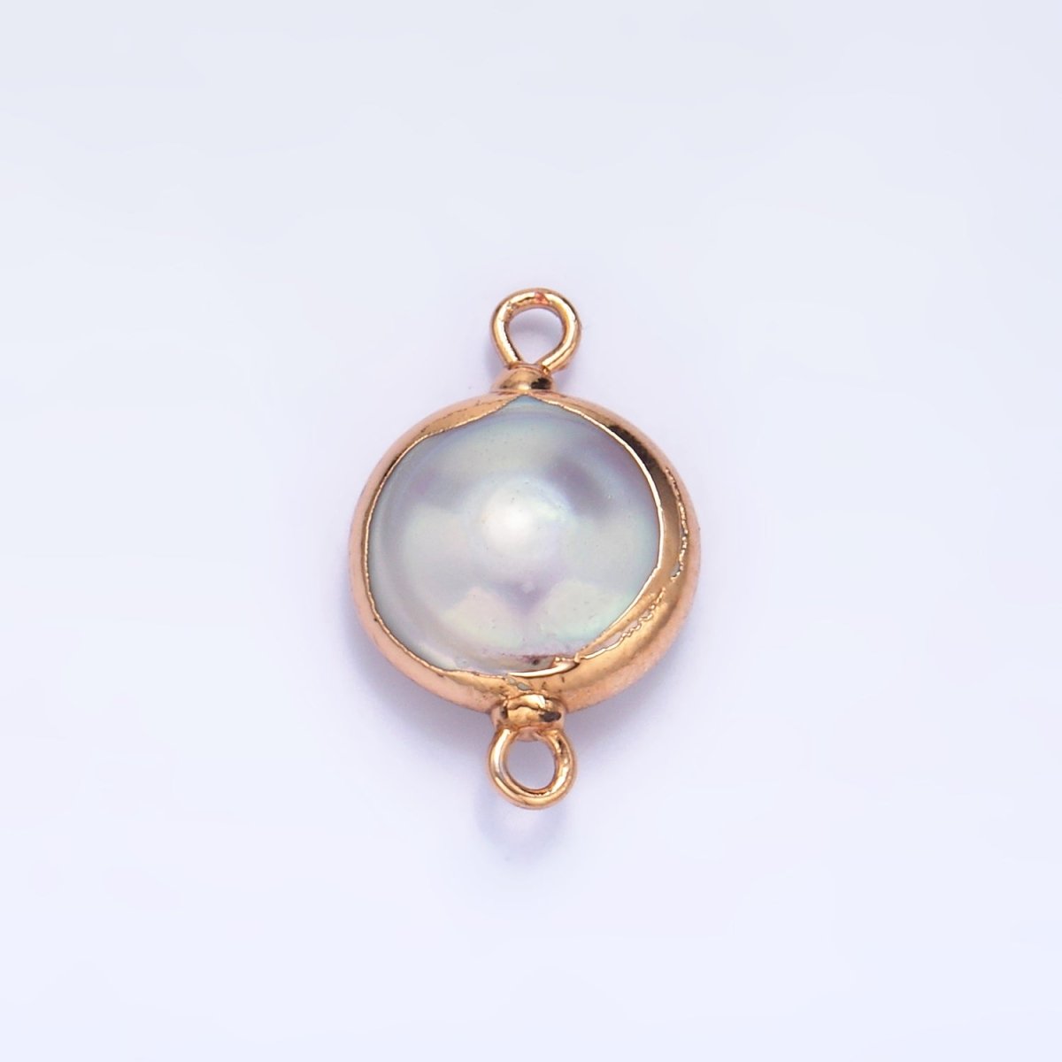 24K Gold Filled Round Freshwater Pearl Foil Connector | P1938