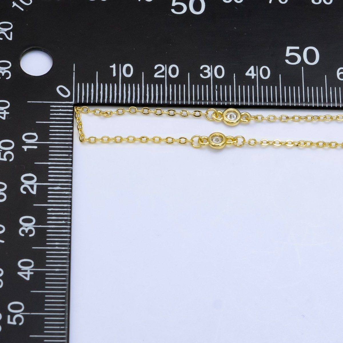 24K Gold Filled Satellites Chain CZ Bezel Chain by Yard | Roll-1531
