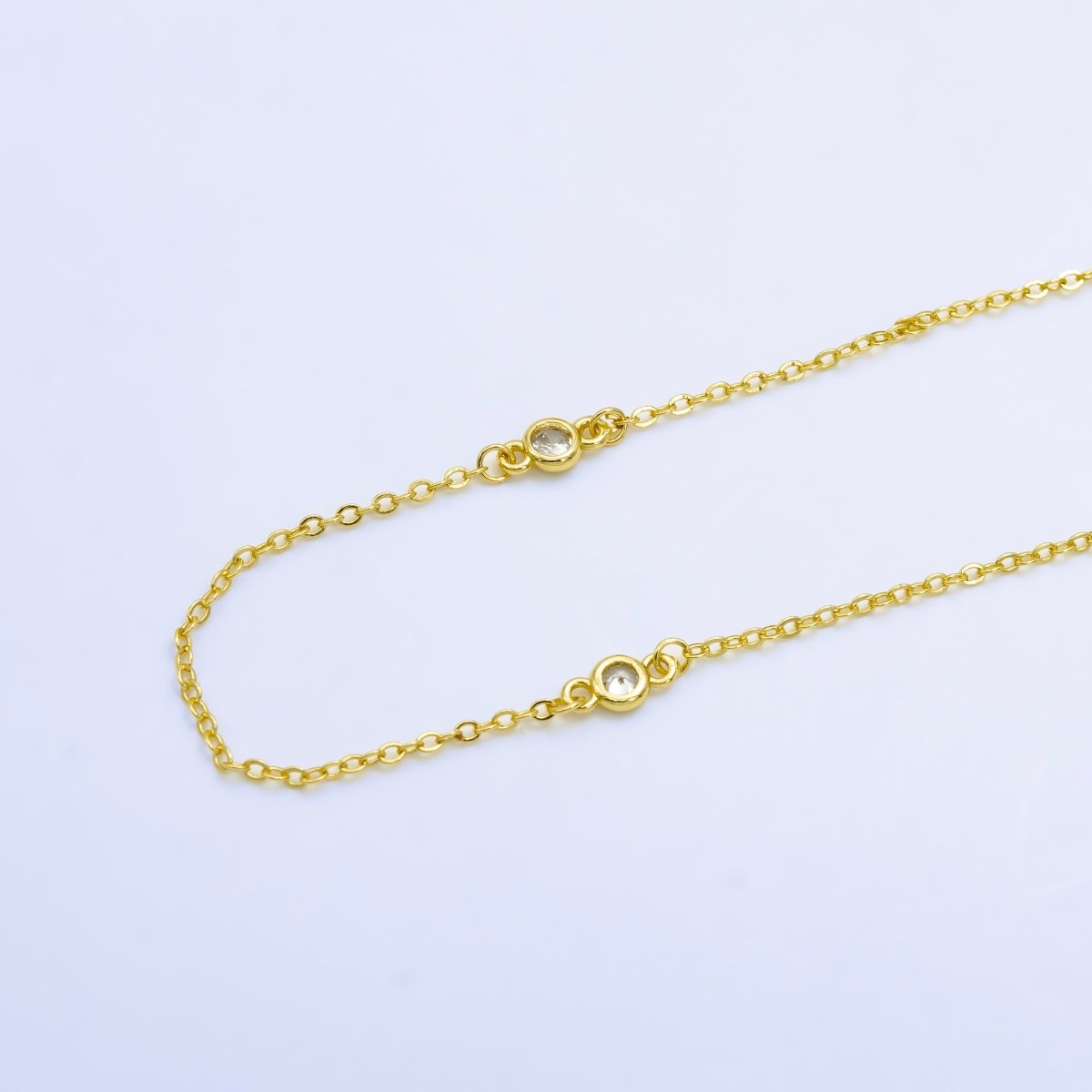 24K Gold Filled Satellites Chain CZ Bezel Chain by Yard | Roll-1531