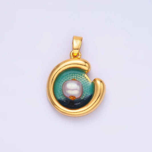 24K Gold Filled Sea Freshwater Pearl Curved Molten Pendant | AA1461