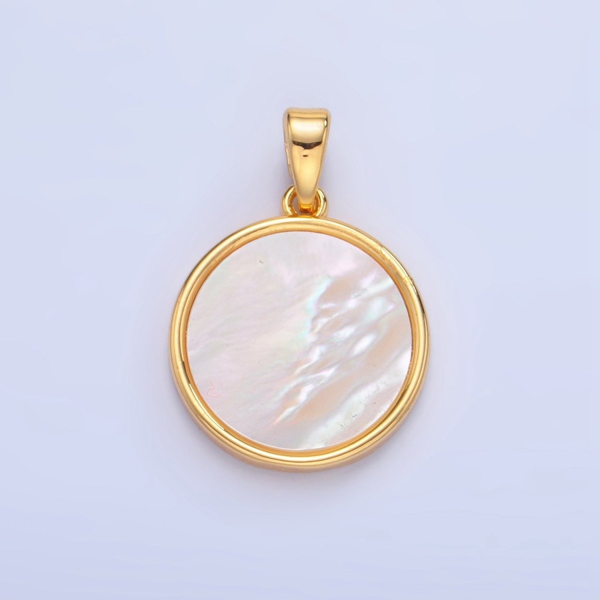 24K Gold Filled Shell Pearl Bezel Round Pendant | AA1044