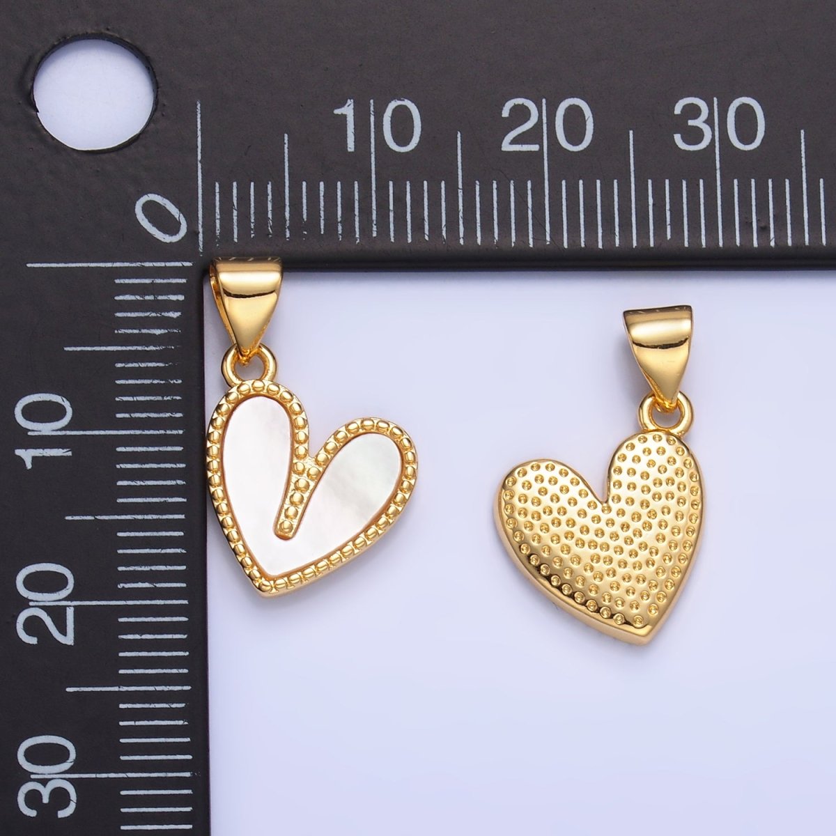 24K Gold Filled Shell Pearl Dotted Heart Pendant | AA1121