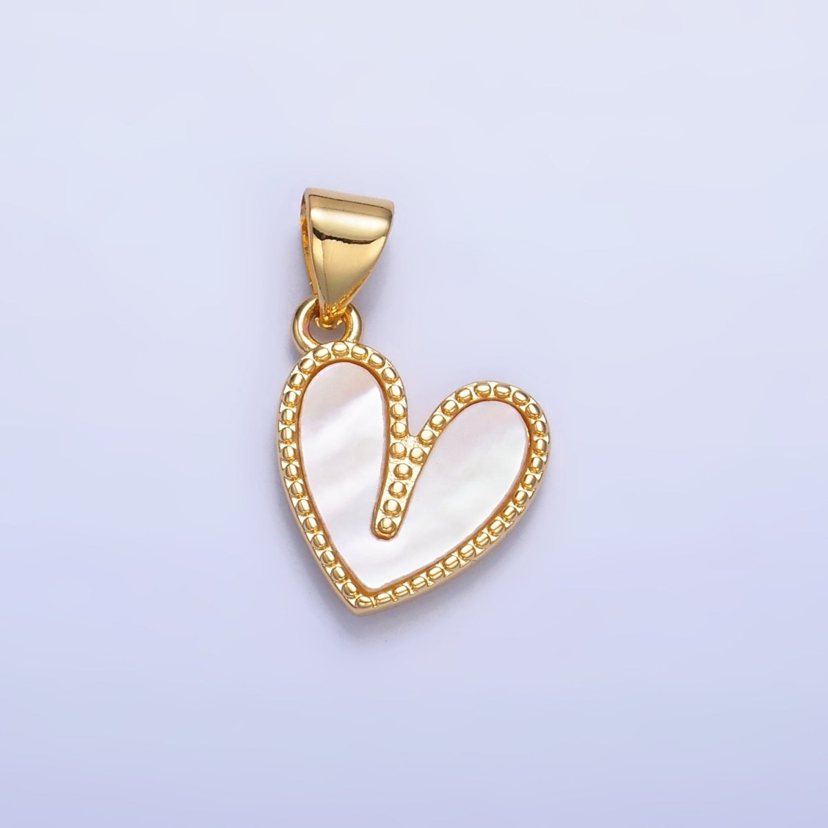 24K Gold Filled Shell Pearl Dotted Heart Pendant | AA1121