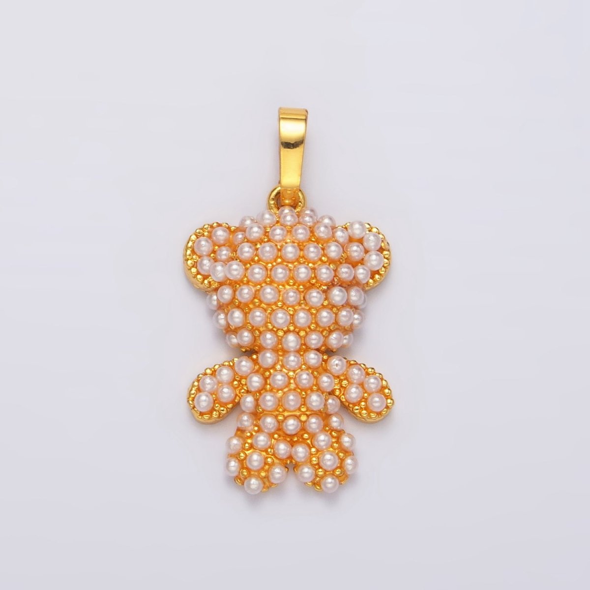 24K Gold Filled Shell Pearl Teddy Bear Animal Pendant | AA1006