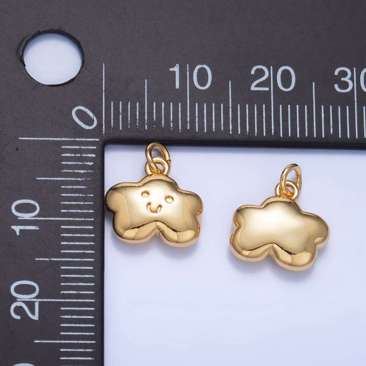 24K Gold Filled Smiley Face Cloud Multidimensional 3D Charm | W021