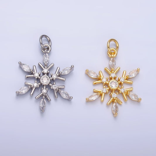 24K Gold Filled Snowdrop CZ Marquise Charm in Gold & Silver | W445
