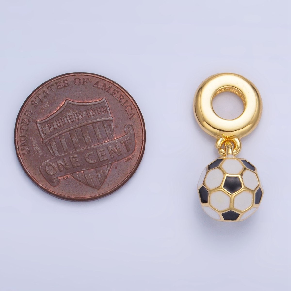 24K Gold Filled Soccer Ball Enamel Rhondelle Drop Pendant | W003