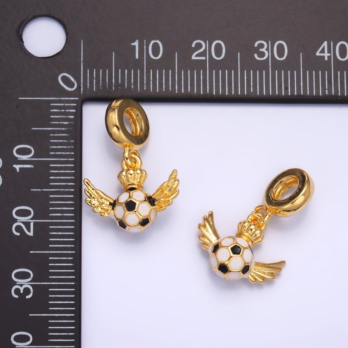 24K Gold Filled Soccer Wings Crown Rhondelle Drop Pendant | C888