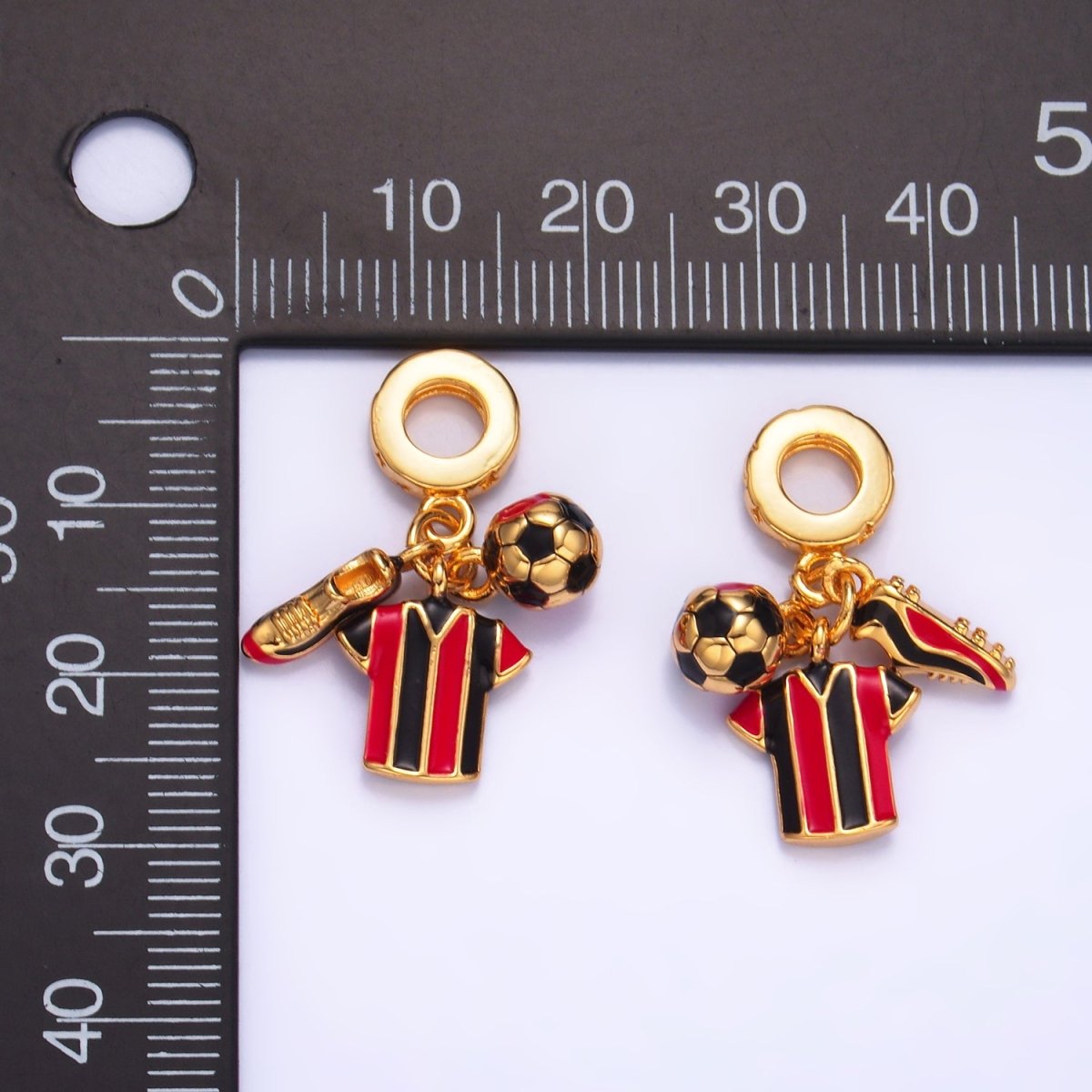 24K Gold Filled Sports Football Soccer Ball Referee Rhondelle Drop Pendant | W335