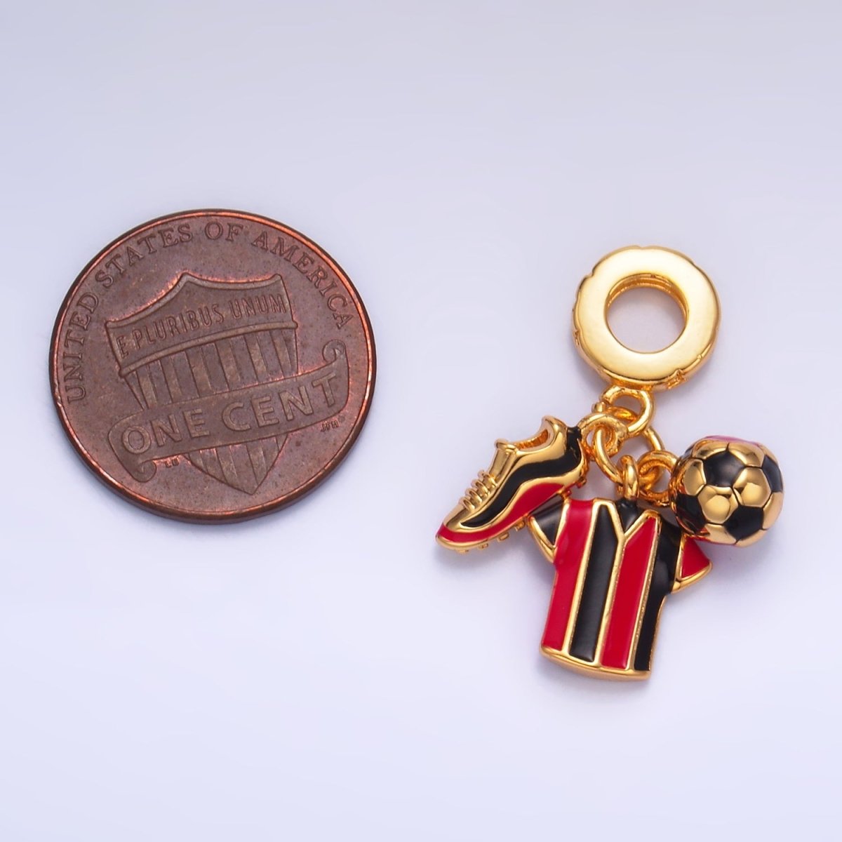 24K Gold Filled Sports Football Soccer Ball Referee Rhondelle Drop Pendant | W335