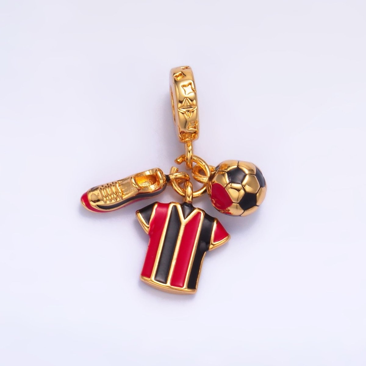 24K Gold Filled Sports Football Soccer Ball Referee Rhondelle Drop Pendant | W335