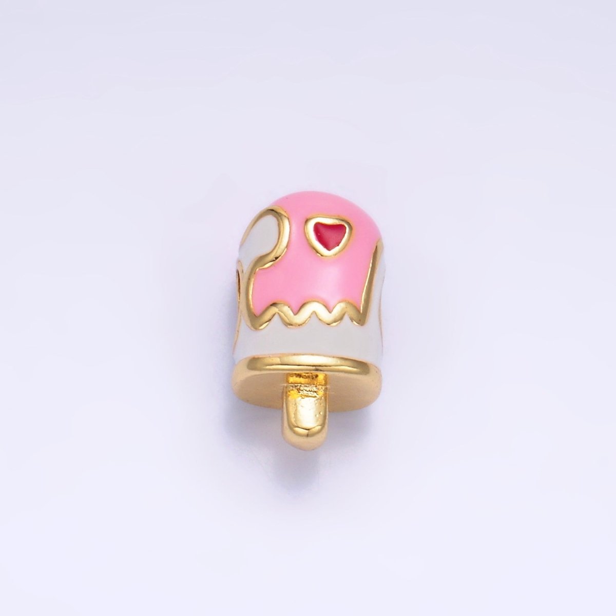 24K Gold Filled Sweet Heart Lollipop Candy Enamel Bead | B153