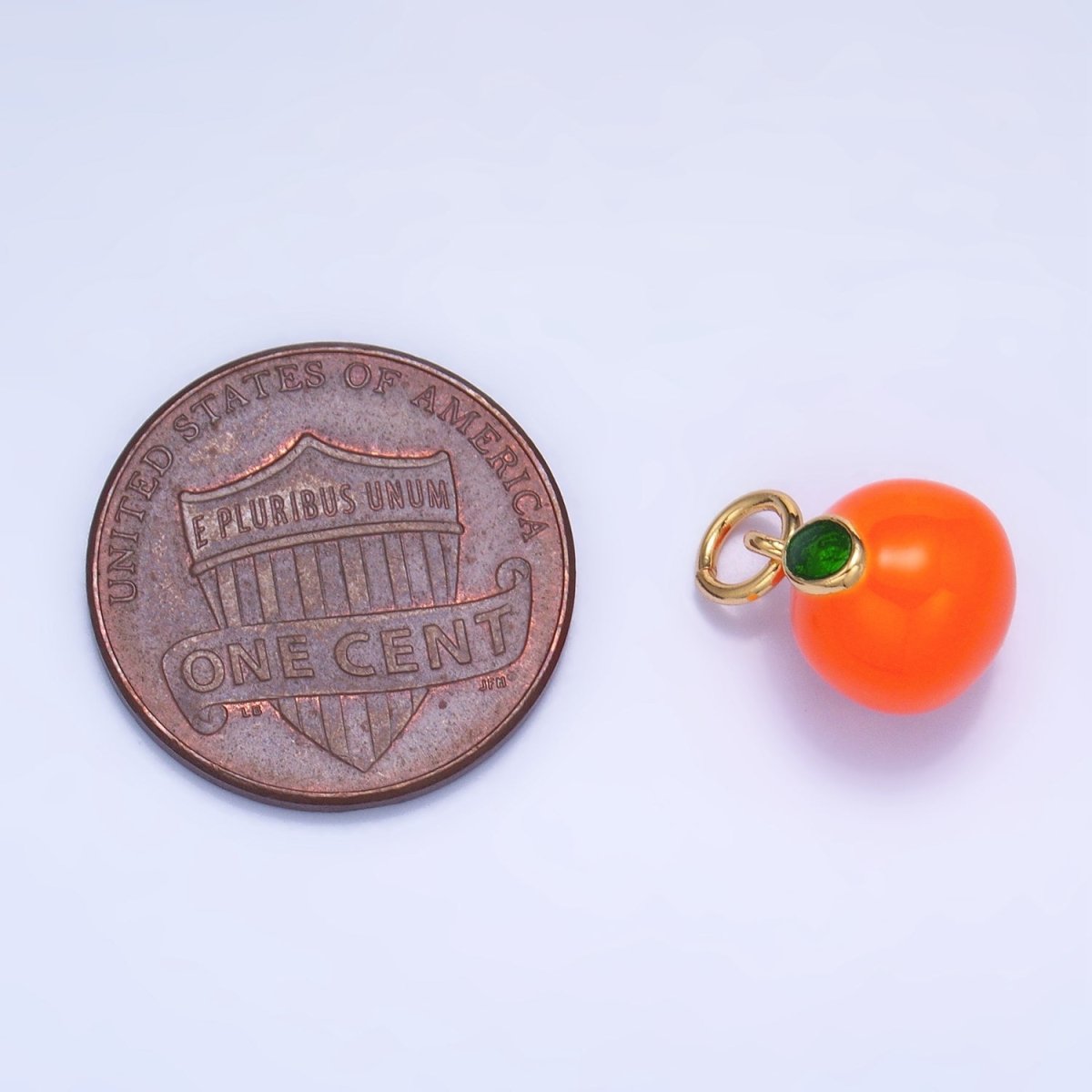 24K Gold Filled Tangerine Orange Fruit Enamel Mini Multidimensional Charm | W056