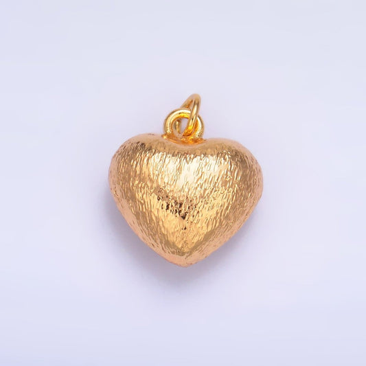 24K Gold Filled Textured Chubby Heart Multidimensional 3D Charm | W264