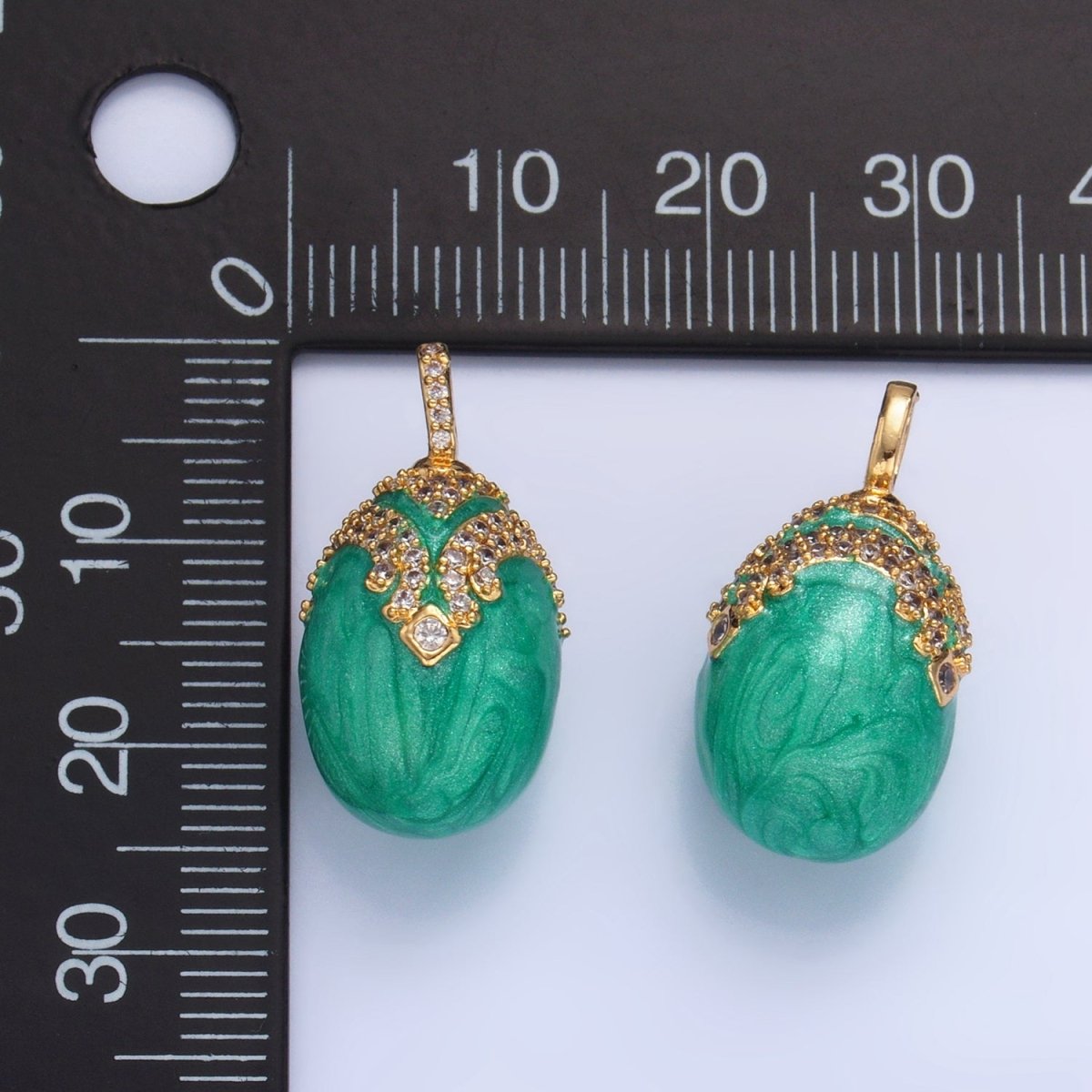 24K Gold Filled Turquoise Enamel Micro Paved CZ Solitaire Pendant | AA1015