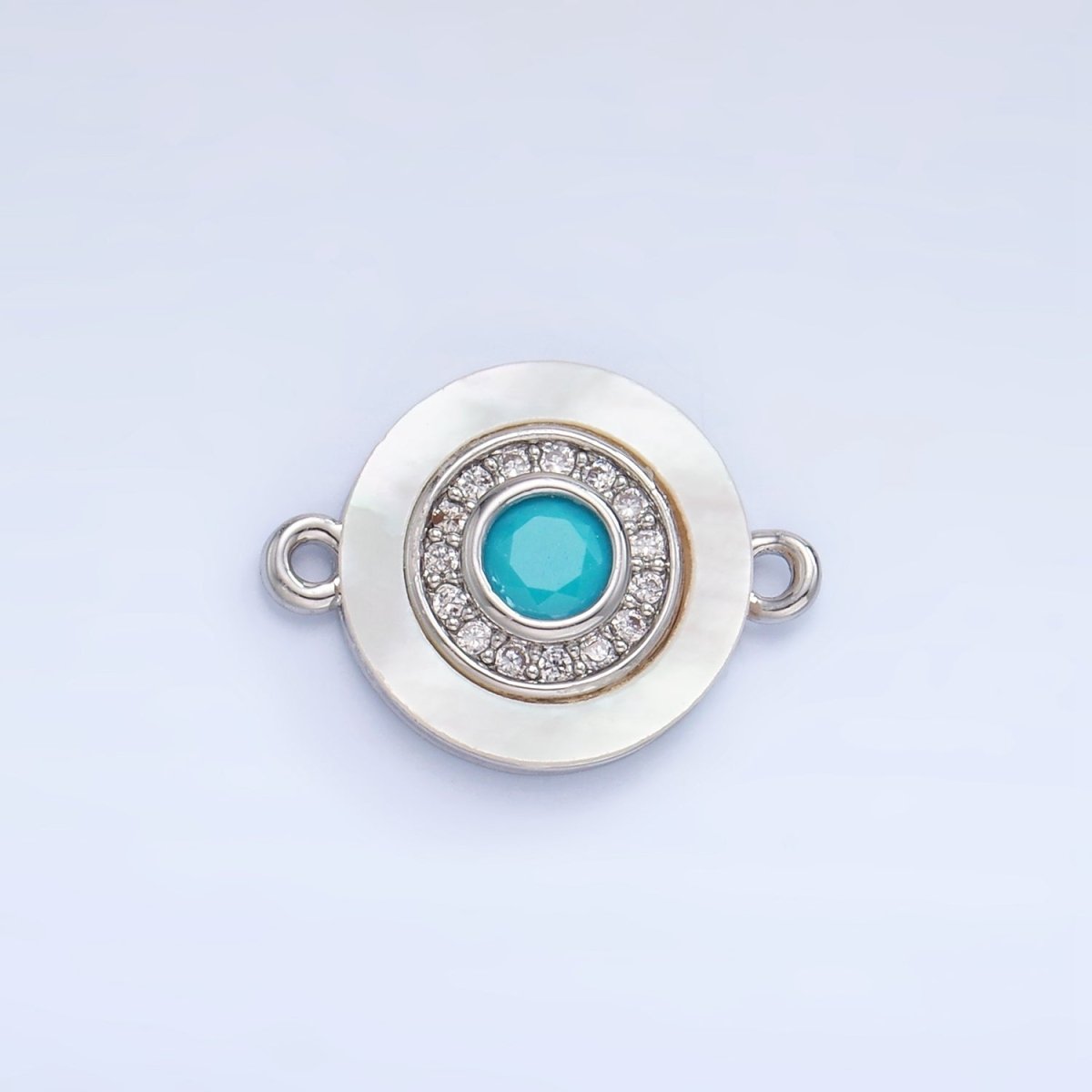 24K Gold Filled Turquoise, Green, Red CZ Shell Pearl Round Connector | F769 - F793