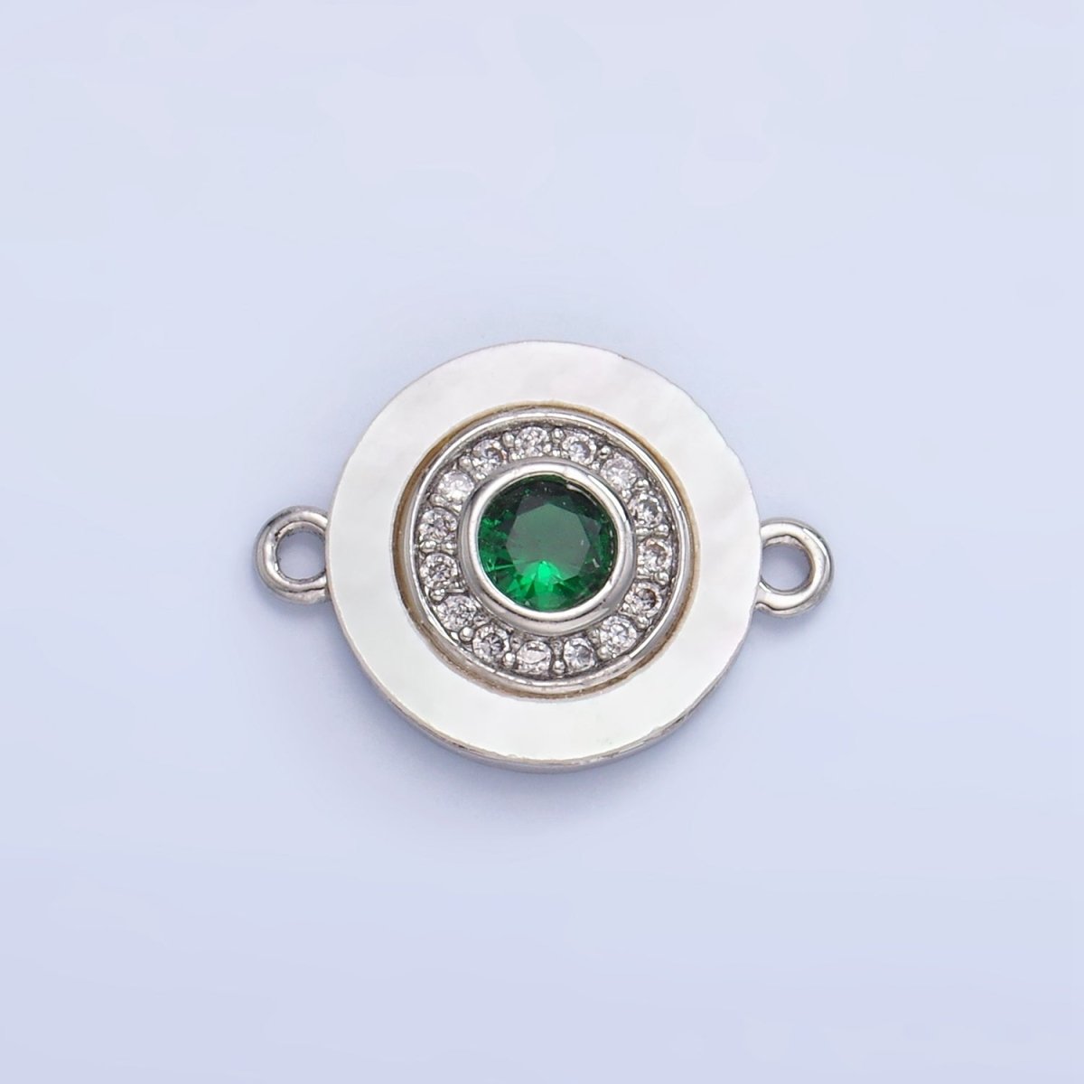 24K Gold Filled Turquoise, Green, Red CZ Shell Pearl Round Connector | F769 - F793
