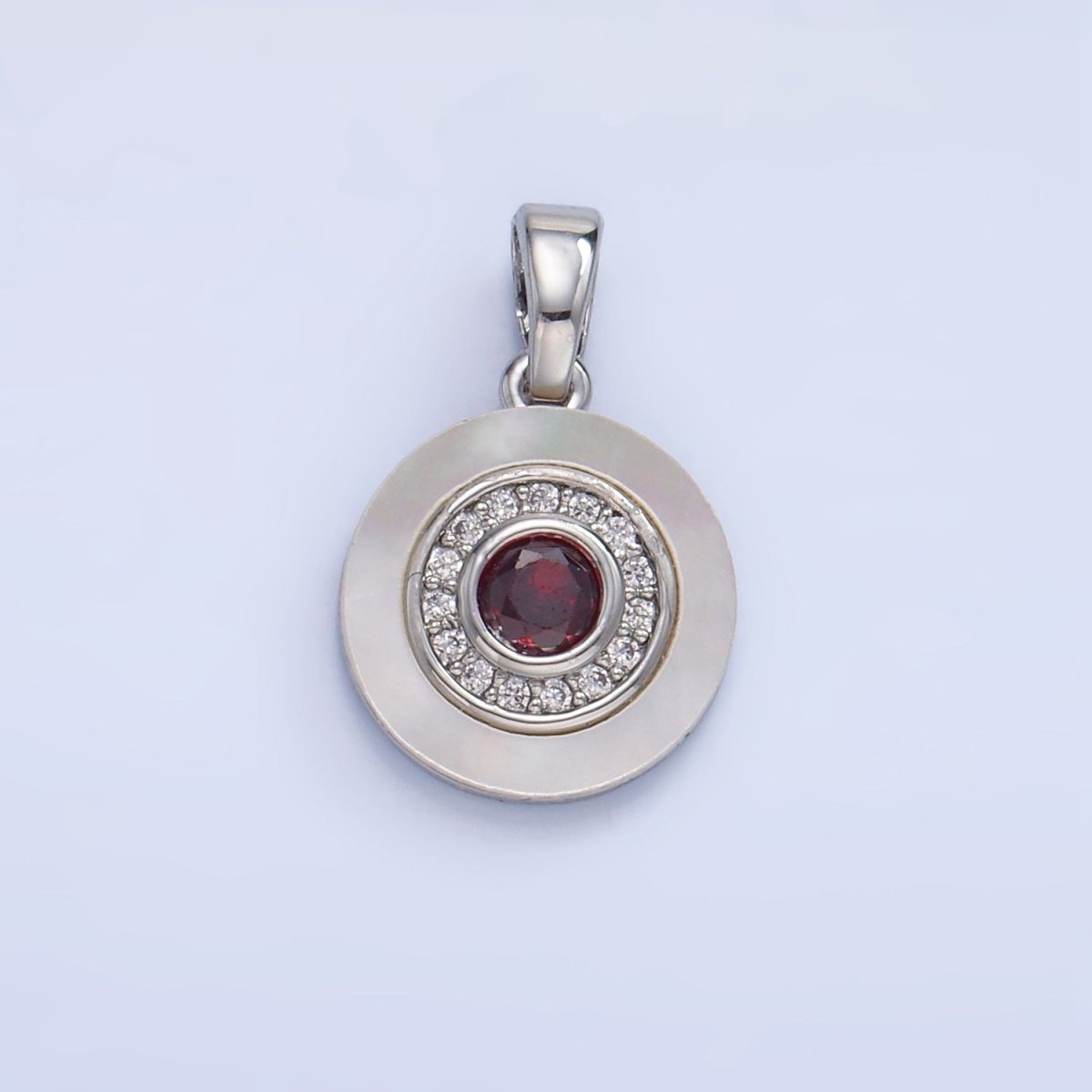 24K Gold Filled Turquoise, Green, Red CZ Shell Pearl Round Pendant | AA1038 - AA1040