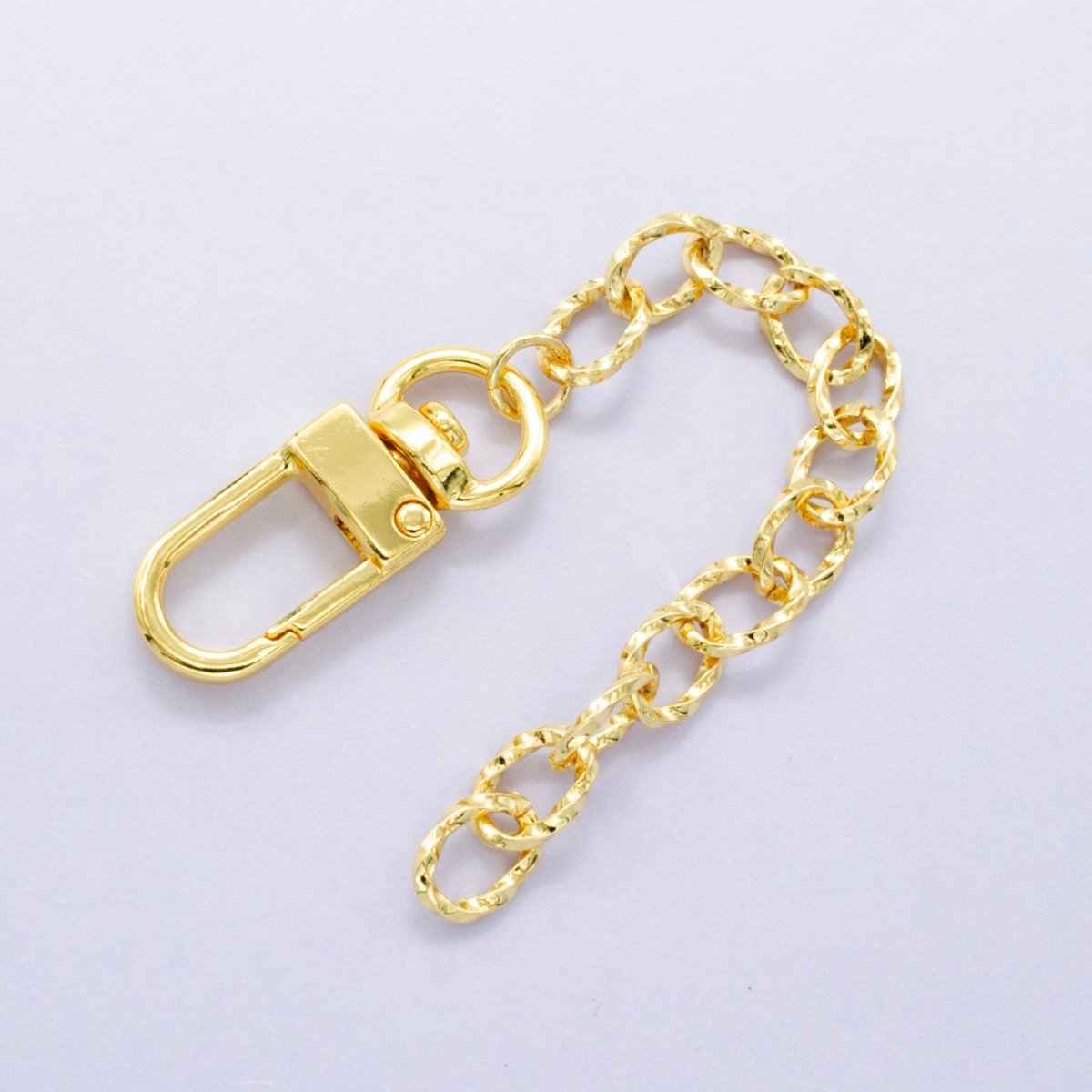 24K Gold Filled Twisted Cable Chain Bag Purse Charm Swivel Keychain Findings | WA-2903
