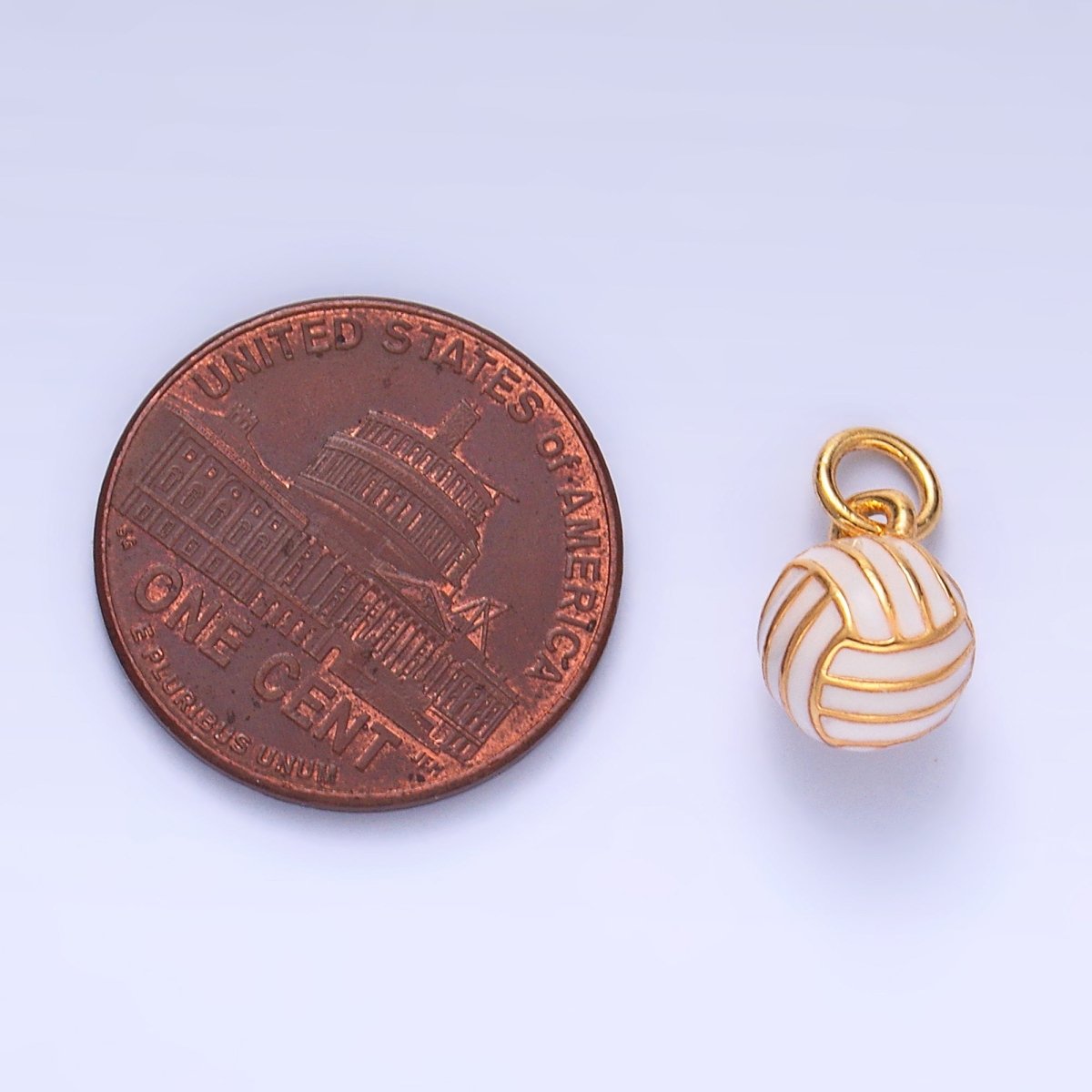 24K Gold Filled Volley Ball Enamel Multidimensional 3D Charm | W434