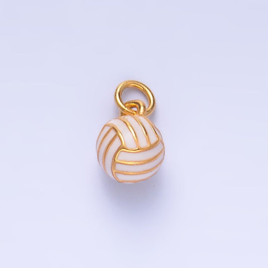 24K Gold Filled Volley Ball Enamel Multidimensional 3D Charm | W434