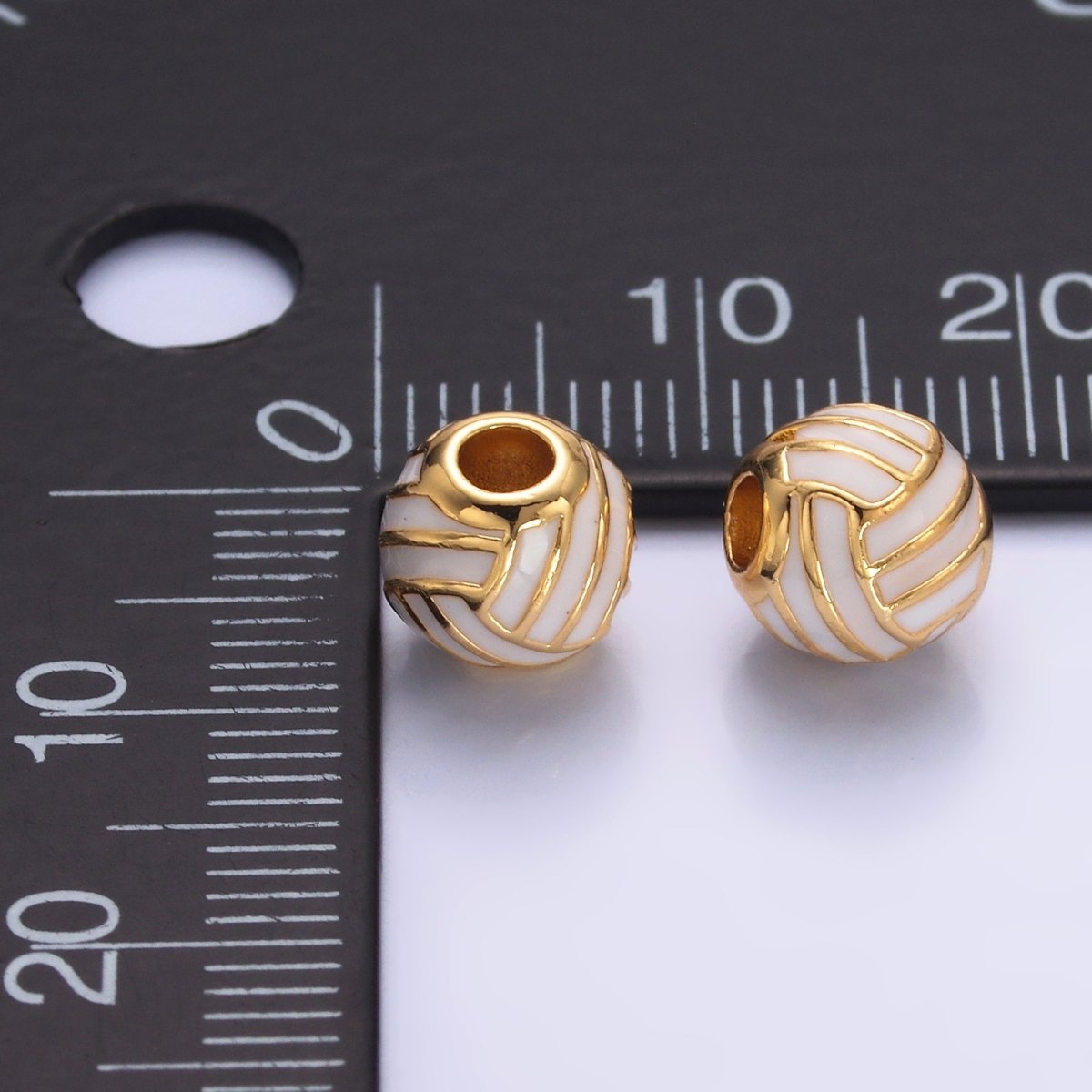 24K Gold Filled Volley Ball Sports Enamel Bead | B184